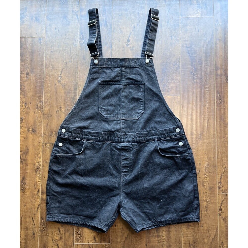 ASOS DESIGN Mens Denim Short Overalls Black Washed Shorts Size 3XL